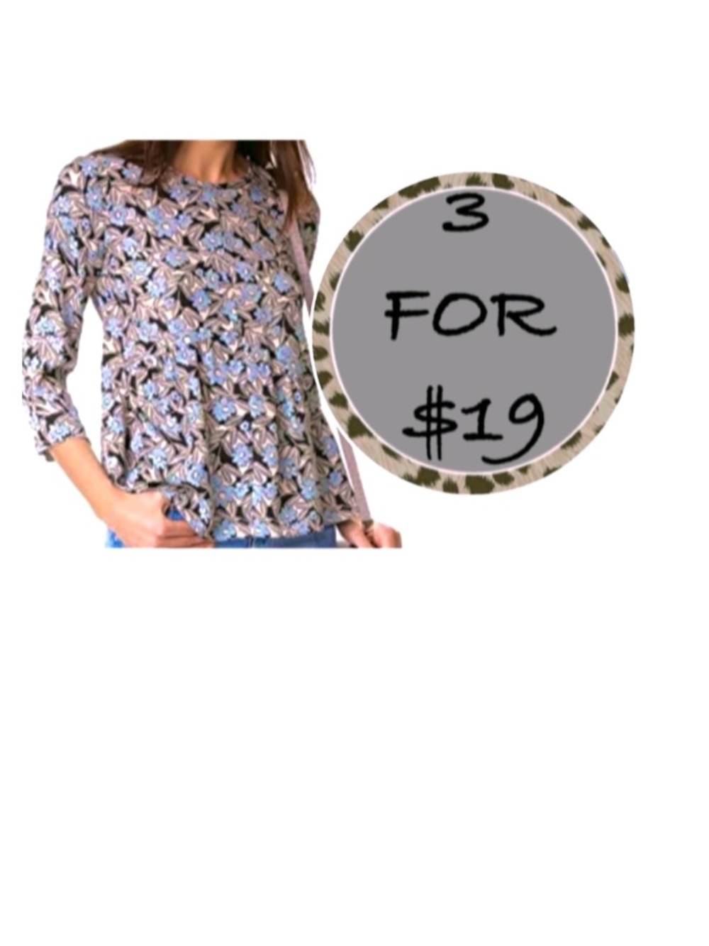 3/$19 Rebecca Taylor Floral Print Textured Silk Blouse
